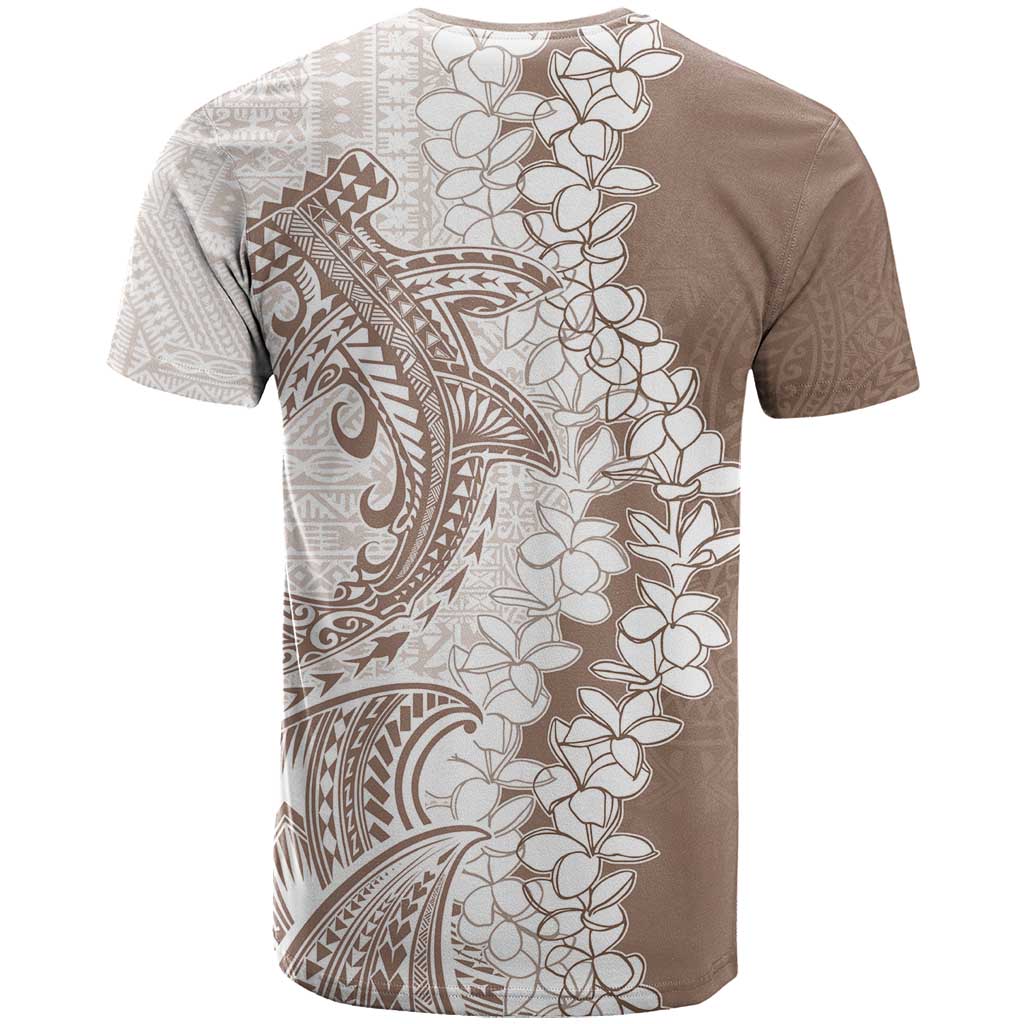 Polynesian Beige Plumeria Lei T Shirt with Hammerhead Shark LT7 - Polynesian Pride