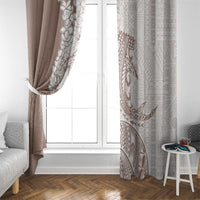 Polynesian Beige Plumeria Lei Window Curtain with Hammerhead Shark