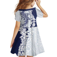 Polynesian Navy Blue Plumeria Lei Family Matching Off Shoulder Maxi Dress and Hawaiian Shirt with Hammerhead Shark LT7 - Polynesian Pride