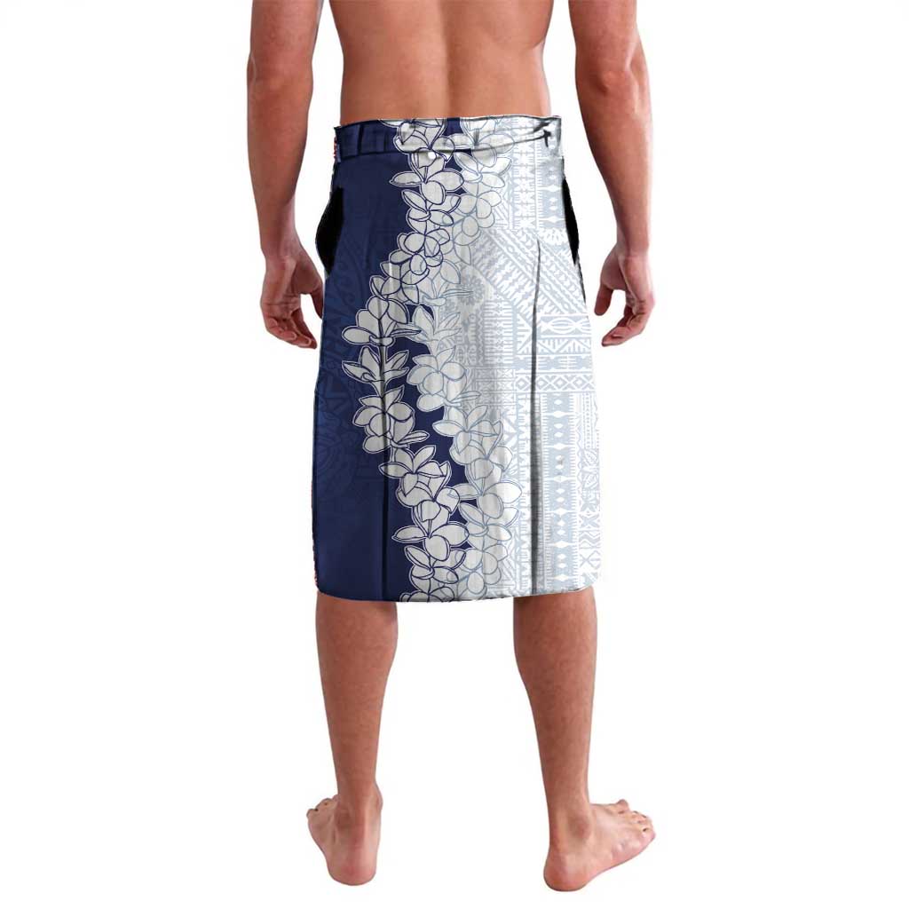 Polynesian Navy Blue Plumeria Lei Lavalava with Hammerhead Shark