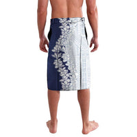 Polynesian Navy Blue Plumeria Lei Lavalava with Hammerhead Shark
