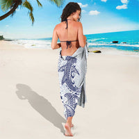 Polynesian Navy Blue Plumeria Lei Sarong with Hammerhead Shark LT7 - Polynesian Pride