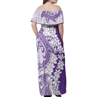 Polynesian Purple Plumeria Lei Family Matching Off Shoulder Maxi Dress and Hawaiian Shirt with Hammerhead Shark LT7 - Polynesian Pride