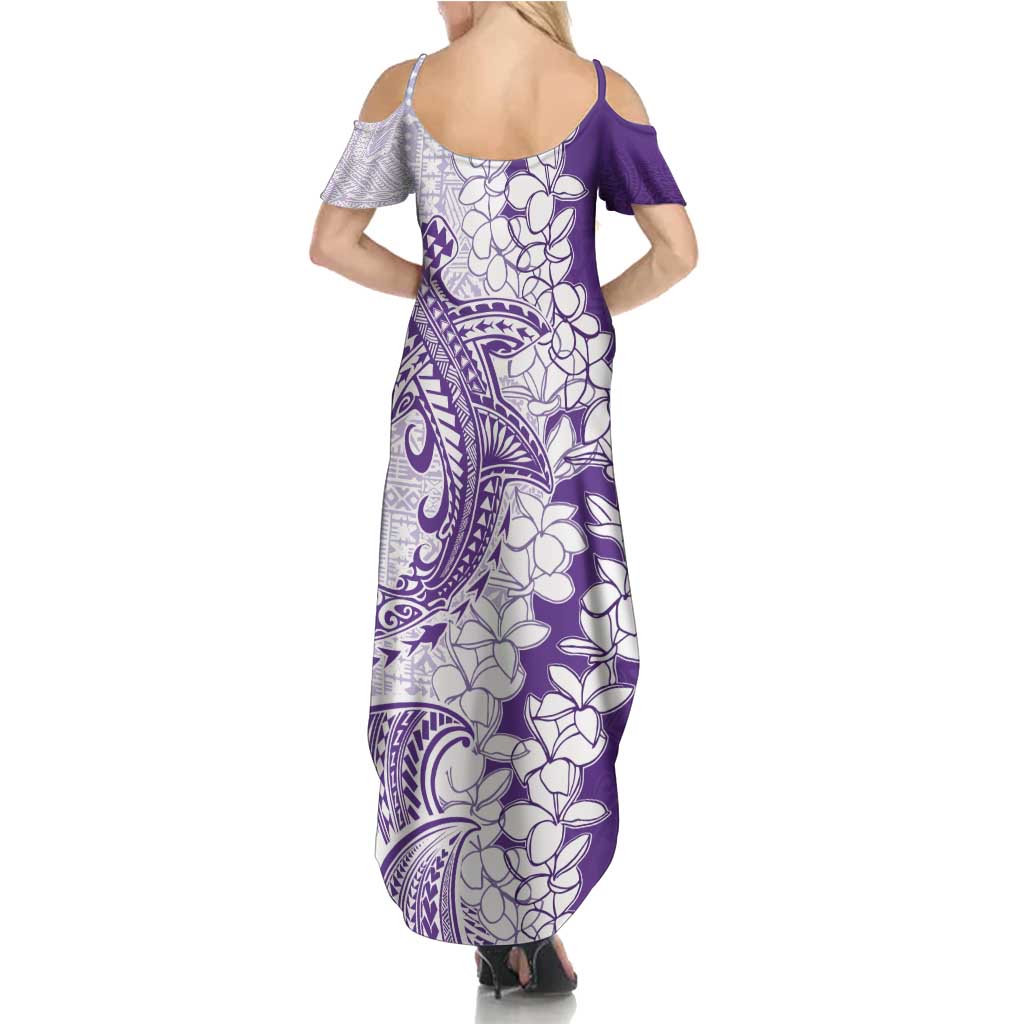 Polynesian Purple Plumeria Lei Family Matching Summer Maxi Dress and Hawaiian Shirt with Hammerhead Shark LT7 - Polynesian Pride