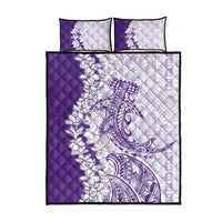 Polynesian Purple Plumeria Lei Quilt Bed Set with Hammerhead Shark LT7 - Polynesian Pride