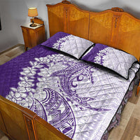Polynesian Purple Plumeria Lei Quilt Bed Set with Hammerhead Shark LT7 - Polynesian Pride