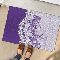 Polynesian Purple Plumeria Lei Rubber Doormat with Hammerhead Shark