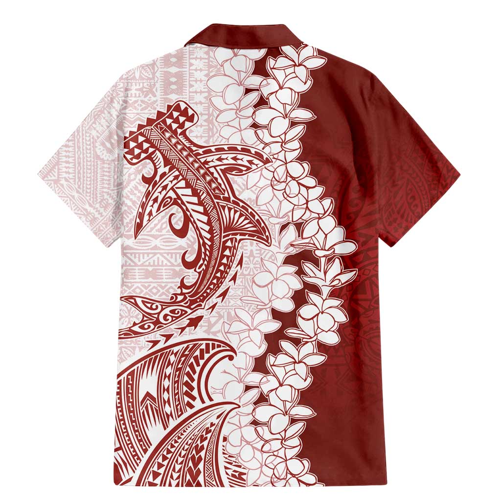 Polynesian Crimson Plumeria Lei Family Matching Mermaid Dress and Hawaiian Shirt with Hammerhead Shark LT7 - Polynesian Pride