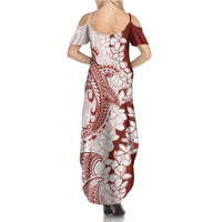 Polynesian Crimson Plumeria Lei Family Matching Summer Maxi Dress and Hawaiian Shirt with Hammerhead Shark LT7 - Polynesian Pride
