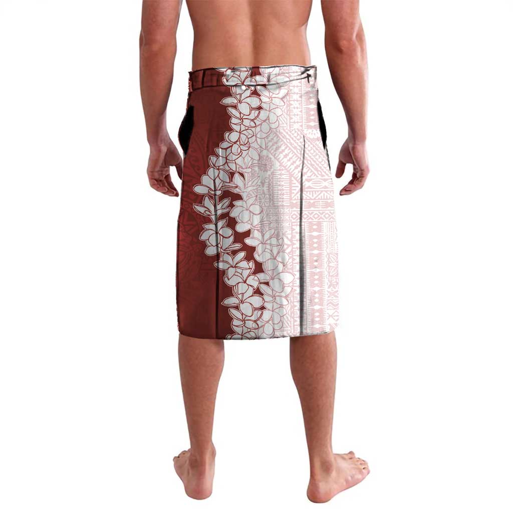 Polynesian Crimson Plumeria Lei Lavalava with Hammerhead Shark