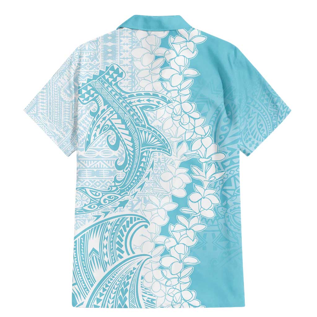 Polynesian Turquoise Plumeria Lei Family Matching Mermaid Dress and Hawaiian Shirt with Hammerhead Shark LT7 - Polynesian Pride