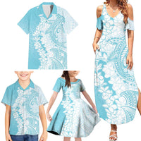 Polynesian Turquoise Plumeria Lei Family Matching Summer Maxi Dress and Hawaiian Shirt with Hammerhead Shark LT7 - Polynesian Pride