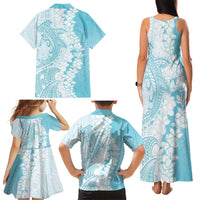 Polynesian Turquoise Plumeria Lei Family Matching Tank Maxi Dress and Hawaiian Shirt with Hammerhead Shark LT7 - Polynesian Pride