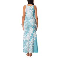Polynesian Turquoise Plumeria Lei Family Matching Tank Maxi Dress and Hawaiian Shirt with Hammerhead Shark LT7 - Polynesian Pride
