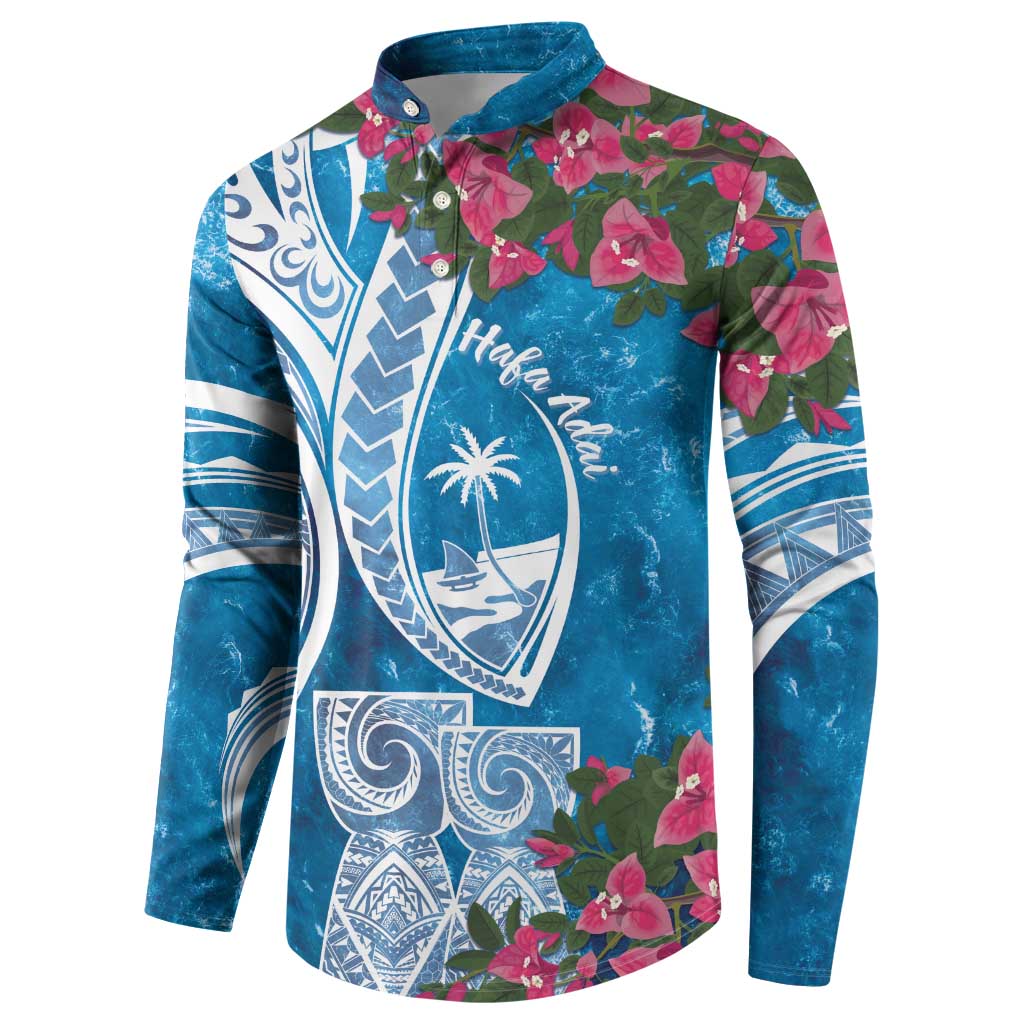 Hafa Adai Guam Button Sweatshirt Crystal Waves