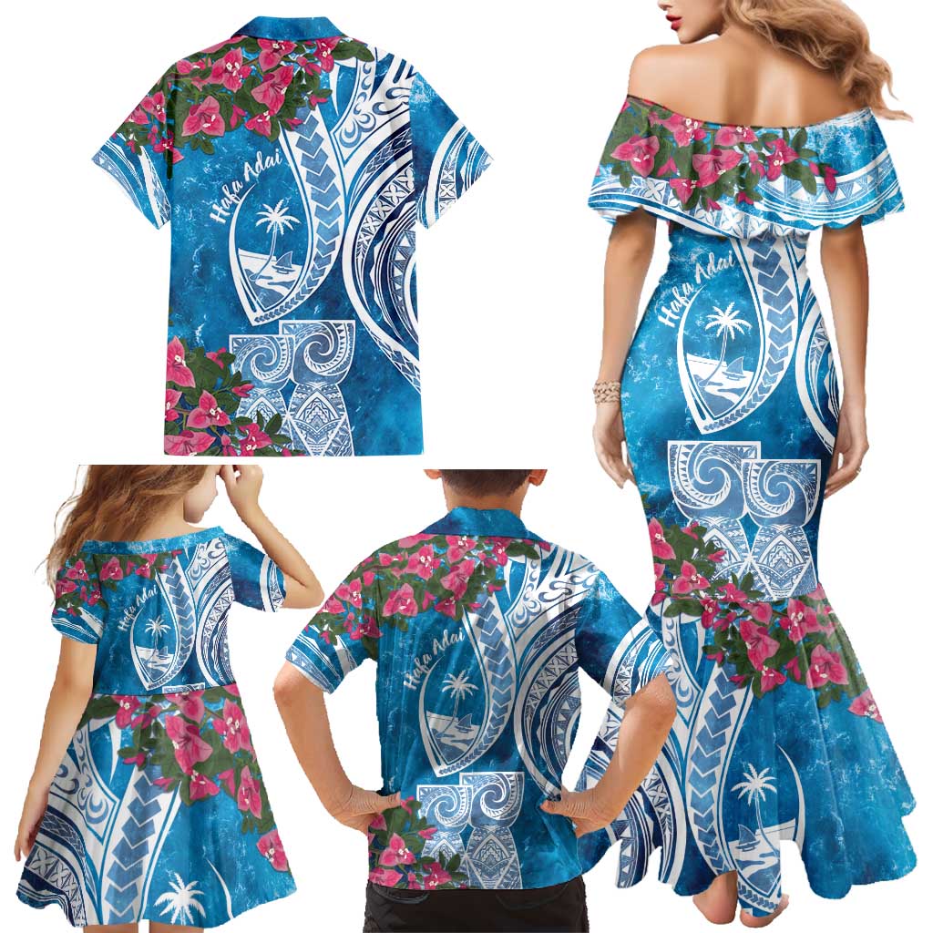Hafa Adai Guam Family Matching Mermaid Dress and Hawaiian Shirt Crystal Waves LT7 - Polynesian Pride