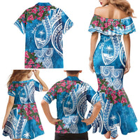 Hafa Adai Guam Family Matching Mermaid Dress and Hawaiian Shirt Crystal Waves LT7 - Polynesian Pride
