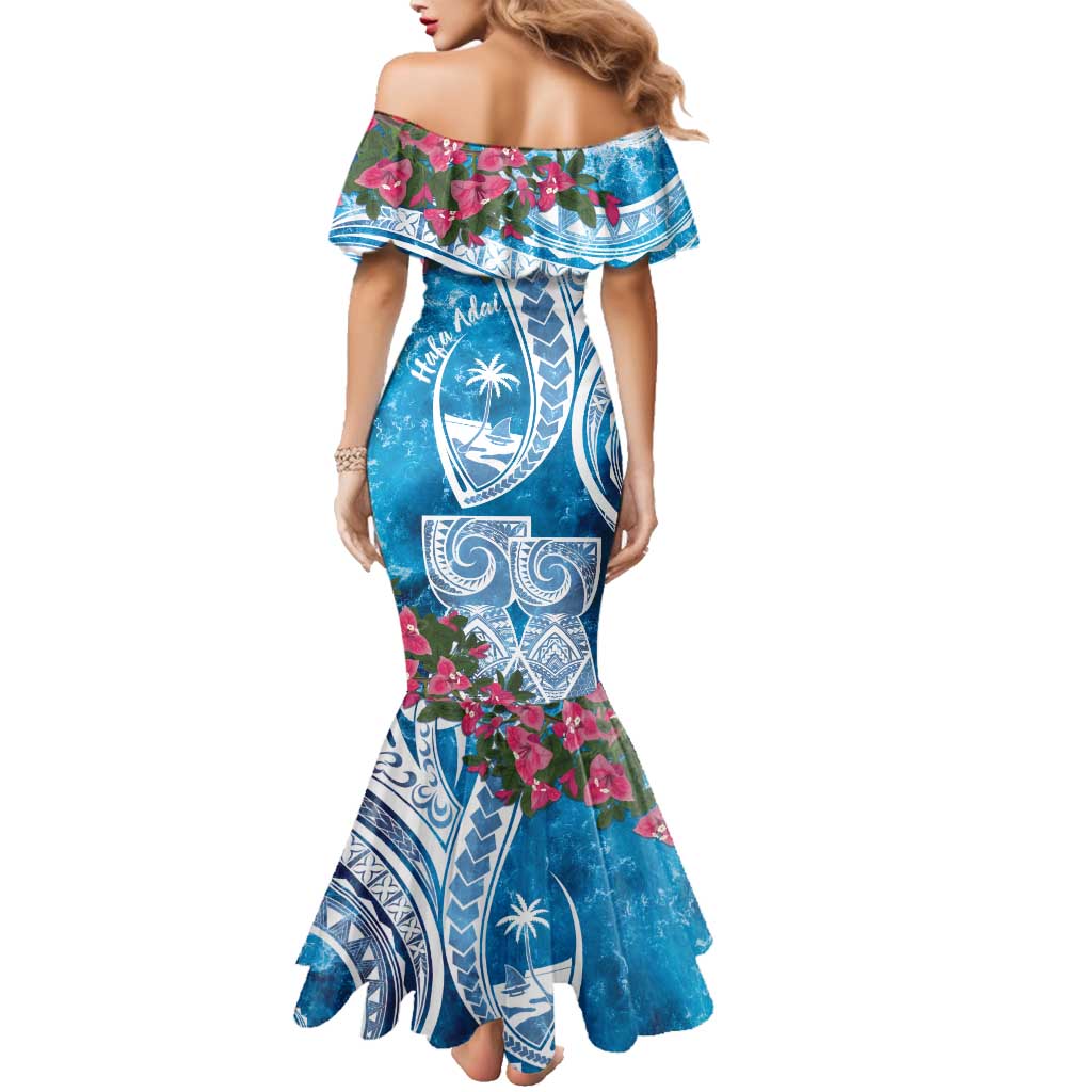Hafa Adai Guam Family Matching Mermaid Dress and Hawaiian Shirt Crystal Waves LT7 - Polynesian Pride