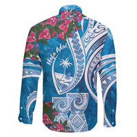 Hafa Adai Guam Family Matching Off The Shoulder Long Sleeve Dress and Hawaiian Shirt Crystal Waves LT7 - Polynesian Pride