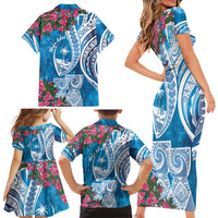 Hafa Adai Guam Family Matching Short Sleeve Bodycon Dress and Hawaiian Shirt Crystal Waves LT7 - Polynesian Pride