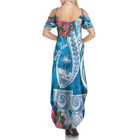 Hafa Adai Guam Family Matching Summer Maxi Dress and Hawaiian Shirt Crystal Waves LT7 - Polynesian Pride