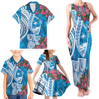 Hafa Adai Guam Family Matching Tank Maxi Dress and Hawaiian Shirt Crystal Waves LT7 - Polynesian Pride