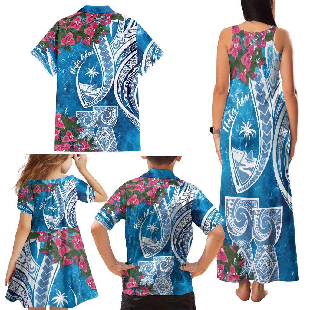 Hafa Adai Guam Family Matching Tank Maxi Dress and Hawaiian Shirt Crystal Waves LT7 - Polynesian Pride