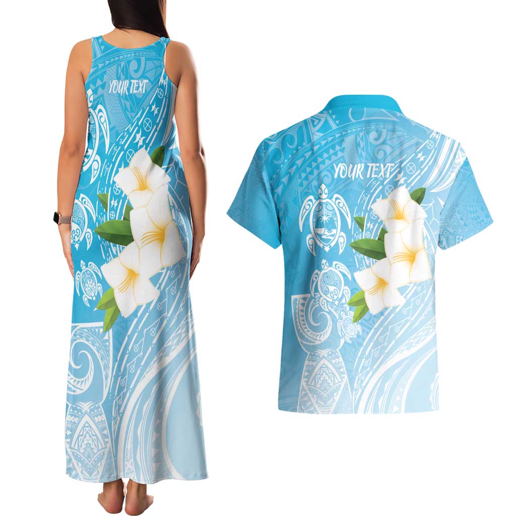 Personalized Guam Chamorro Couples Matching Tank Maxi Dress and Hawaiian Shirt Turtles and Guasali Flowers LT7 - Polynesian Pride