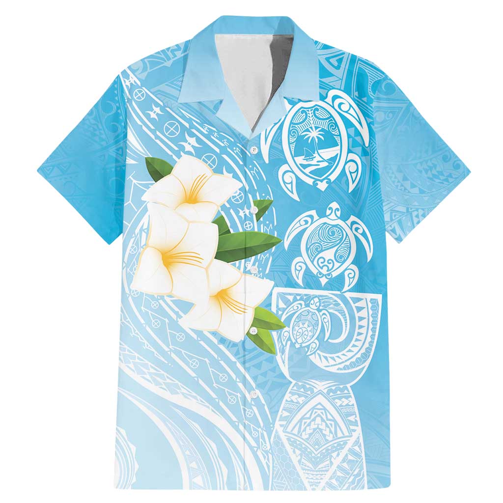 Personalized Guam Chamorro Family Matching Mermaid Dress and Hawaiian Shirt Turtles and Guasali Flowers LT7 Dad's Shirt - Short Sleeve Turquoise - Polynesian Pride