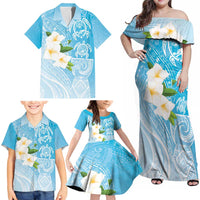 Personalized Guam Chamorro Family Matching Off Shoulder Maxi Dress and Hawaiian Shirt Turtles and Guasali Flowers LT7 - Polynesian Pride