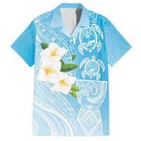 Personalized Guam Chamorro Family Matching Off Shoulder Maxi Dress and Hawaiian Shirt Turtles and Guasali Flowers LT7 Dad's Shirt - Short Sleeve Turquoise - Polynesian Pride