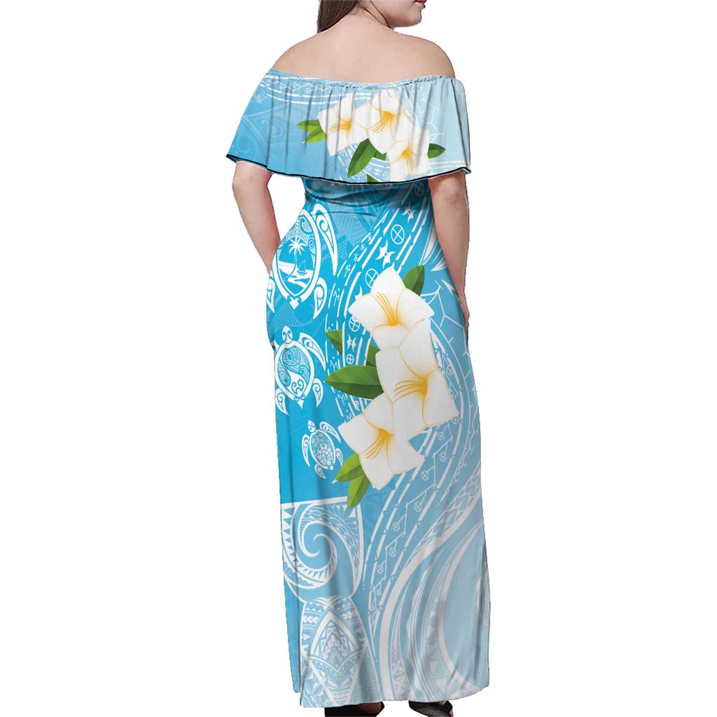 Personalized Guam Chamorro Family Matching Off Shoulder Maxi Dress and Hawaiian Shirt Turtles and Guasali Flowers LT7 - Polynesian Pride
