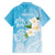 Personalized Guam Chamorro Family Matching Off Shoulder Short Dress and Hawaiian Shirt Turtles and Guasali Flowers