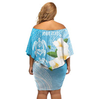Personalized Guam Chamorro Family Matching Off Shoulder Short Dress and Hawaiian Shirt Turtles and Guasali Flowers LT7 - Polynesian Pride