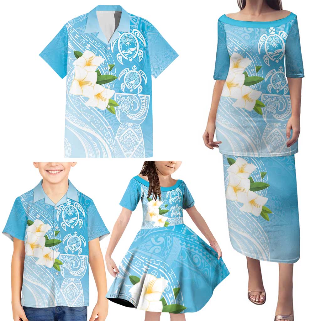 Personalized Guam Chamorro Family Matching Puletasi and Hawaiian Shirt Turtles and Guasali Flowers LT7 - Polynesian Pride