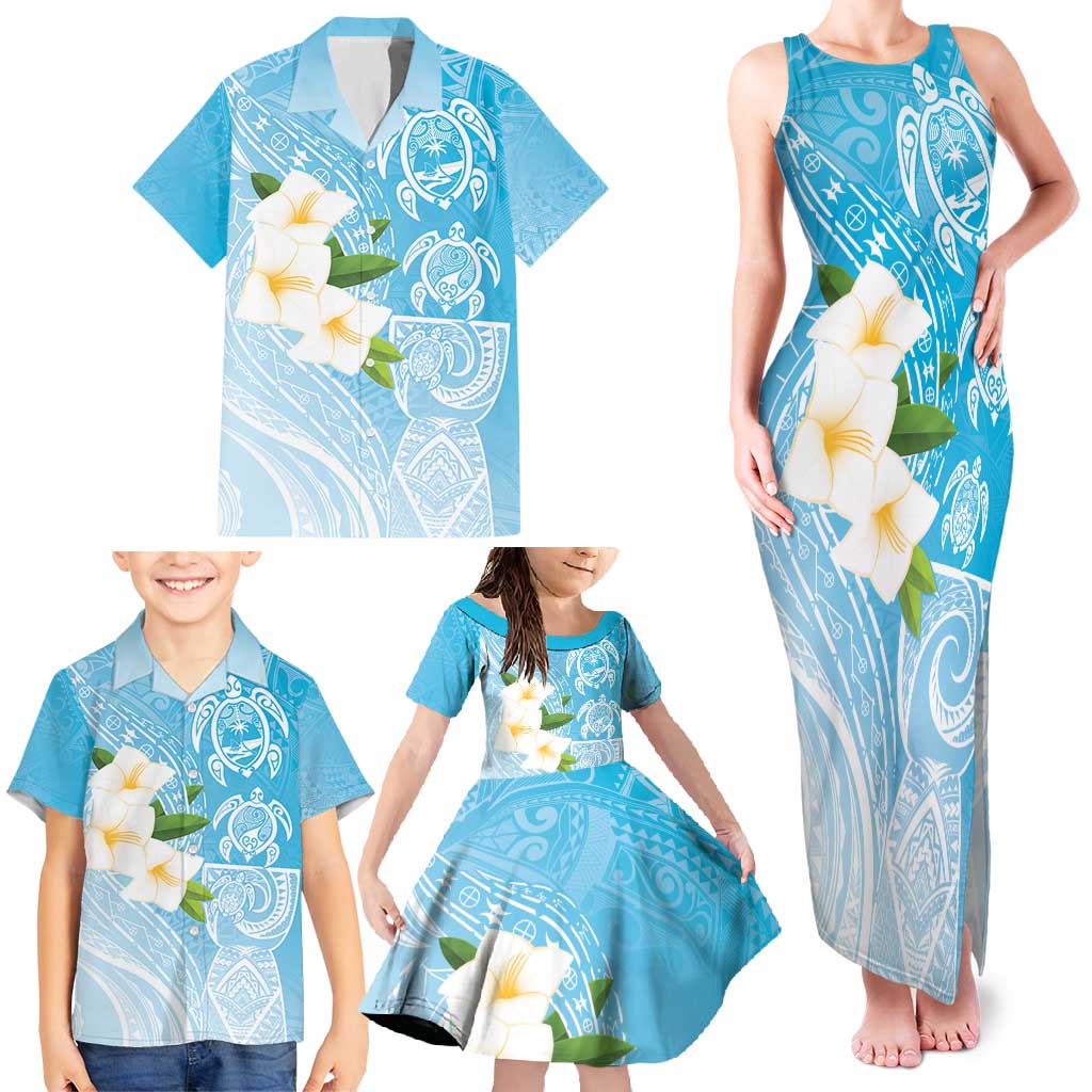 Personalized Guam Chamorro Family Matching Tank Maxi Dress and Hawaiian Shirt Turtles and Guasali Flowers LT7 - Polynesian Pride