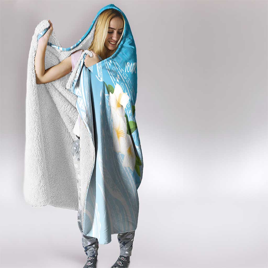 Personalized Guam Chamorro Hooded Blanket Turtles and Guasali Flowers