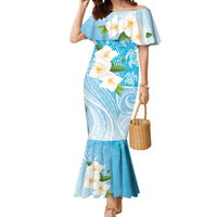 Personalized Guam Chamorro Mermaid Dress Turtles and Guasali Flowers LT7 Women Turquoise - Polynesian Pride