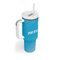 Personalized Guam Chamorro Tumbler With Handle Turtles and Guasali Flowers