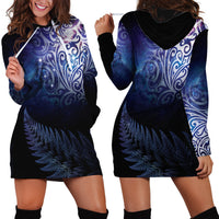New Zealand Aotearoa Matariki Hoodie Dress Starry Silver Fern LT7 - Polynesian Pride