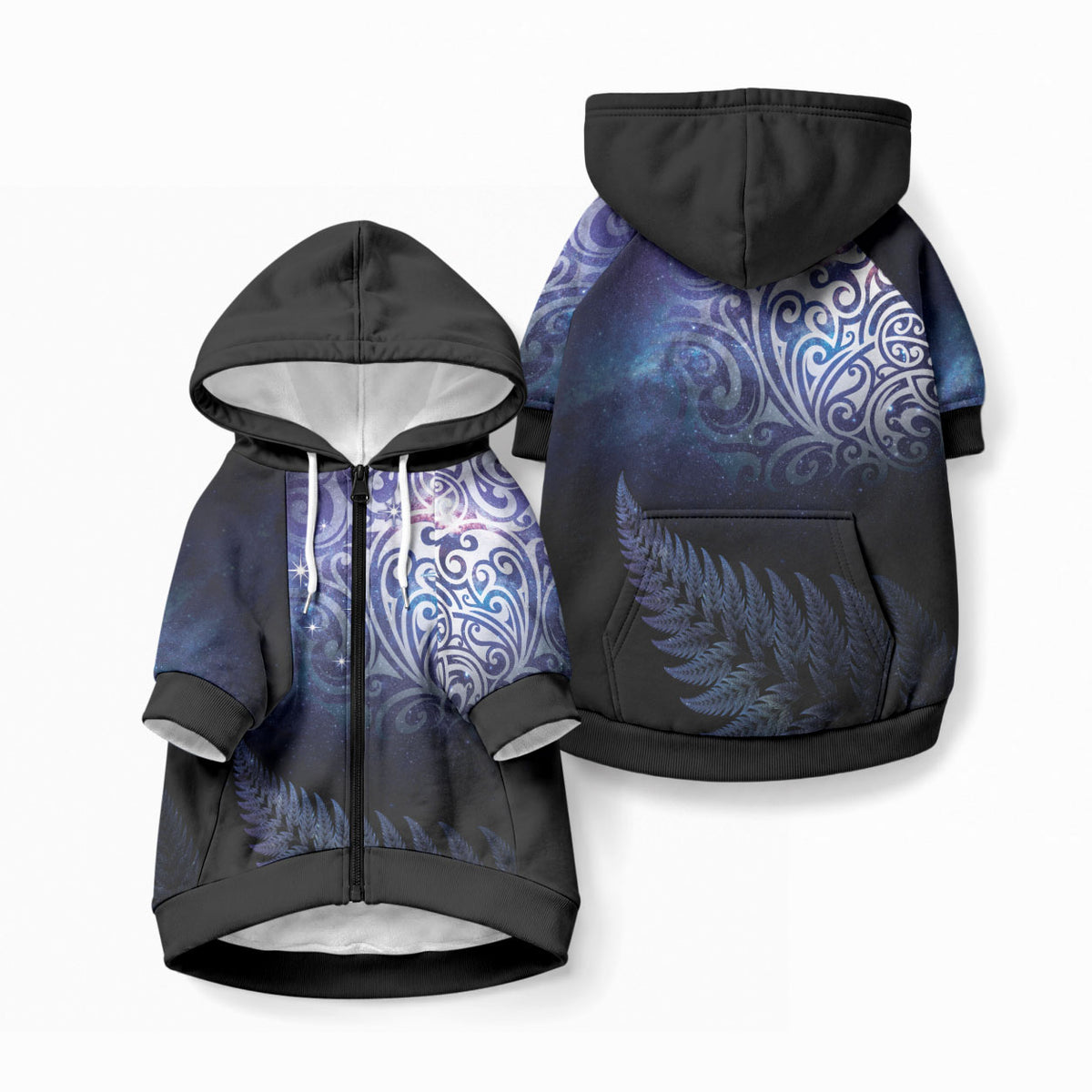 New Zealand Aotearoa Matariki Pet Hoodie Starry Silver Fern