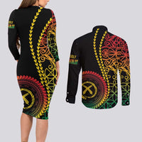 Proudly Ni-Van Sandroing Inspired Classic Style Couples Matching Long Sleeve Bodycon Dress and Long Sleeve Button Shirt