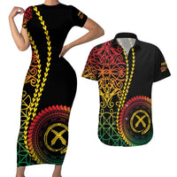 Proudly Ni-Van Sandroing Inspired Classic Style Couples Matching Short Sleeve Bodycon Dress and Hawaiian Shirt LT7 Colorful - Polynesian Pride