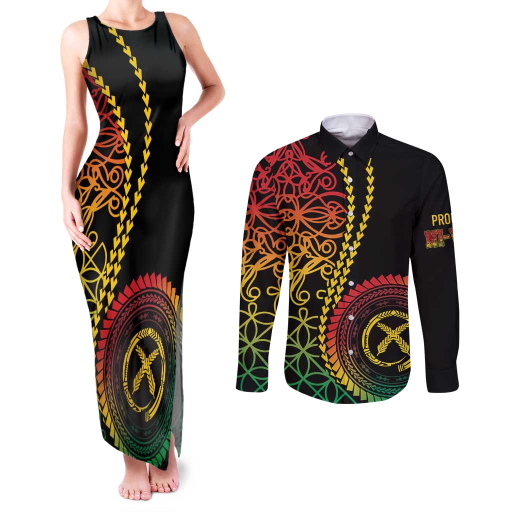 Proudly Ni-Van Sandroing Inspired Classic Style Couples Matching Tank Maxi Dress and Long Sleeve Button Shirt