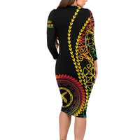 Proudly Ni-Van Sandroing Inspired Classic Style Family Matching Long Sleeve Bodycon Dress and Hawaiian Shirt LT7 - Polynesian Pride