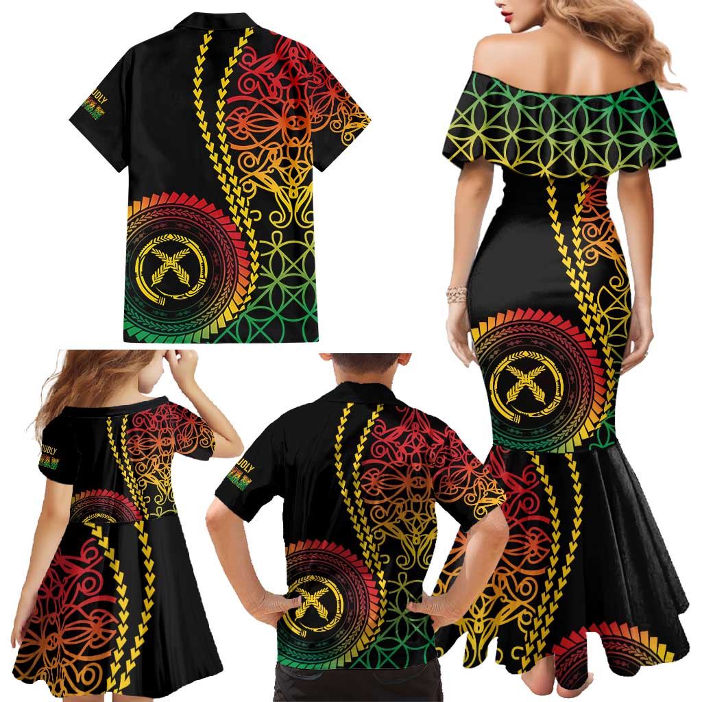 Proudly Ni-Van Sandroing Inspired Classic Style Family Matching Mermaid Dress and Hawaiian Shirt LT7 - Polynesian Pride