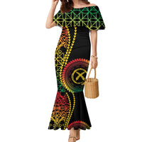 Proudly Ni-Van Sandroing Inspired Classic Style Family Matching Mermaid Dress and Hawaiian Shirt LT7 Mom's Dress Colorful - Polynesian Pride