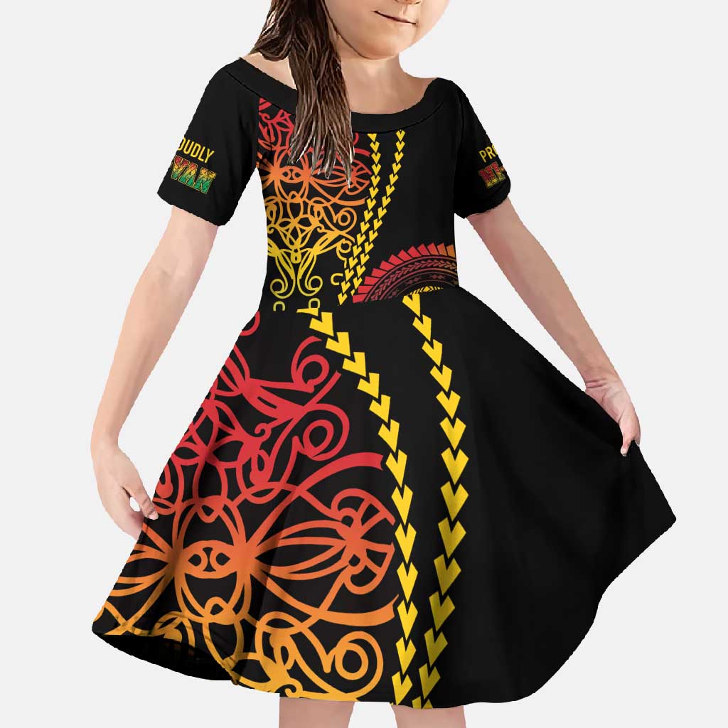 Proudly Ni-Van Sandroing Inspired Classic Style Family Matching Off Shoulder Maxi Dress and Hawaiian Shirt LT7 Daughter's Dress Colorful - Polynesian Pride