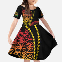 Proudly Ni-Van Sandroing Inspired Classic Style Family Matching Off Shoulder Maxi Dress and Hawaiian Shirt LT7 Daughter's Dress Colorful - Polynesian Pride