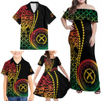 Proudly Ni-Van Sandroing Inspired Classic Style Family Matching Off Shoulder Maxi Dress and Hawaiian Shirt LT7 - Polynesian Pride